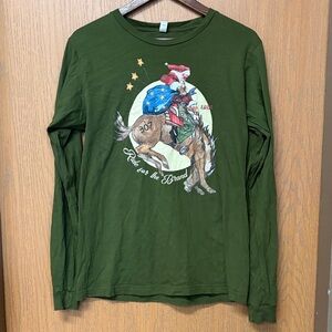 XOXO Green Long Sleeve Tee with Santa Design